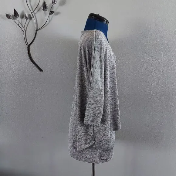 Joseph Ribkoff Layered V-Neck Tunic Top Sz 8 Silver Gray 3/4 Sleeve - Picture 4 of 10